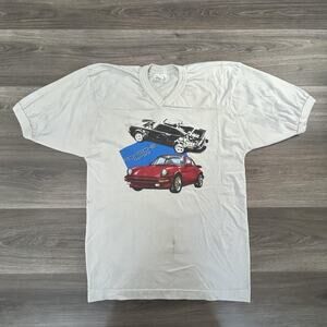 Vintage Porsche Carrera Shirt Mens Large White 80s Sports Car Made USA VERY RARE